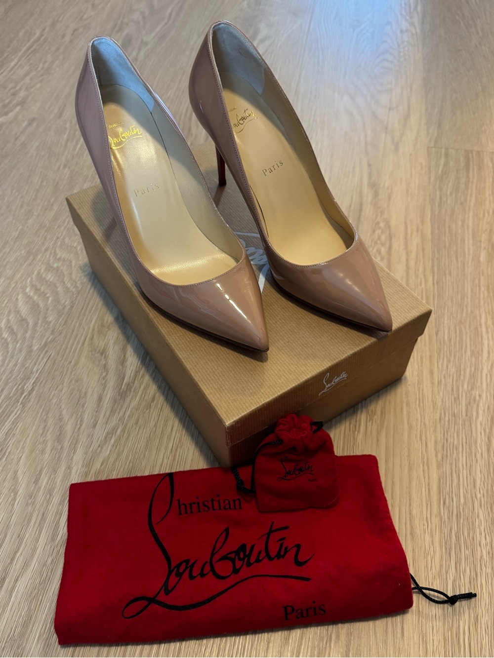 Christian Louboutin Pigalle Follies 85 Patent Nude Heels